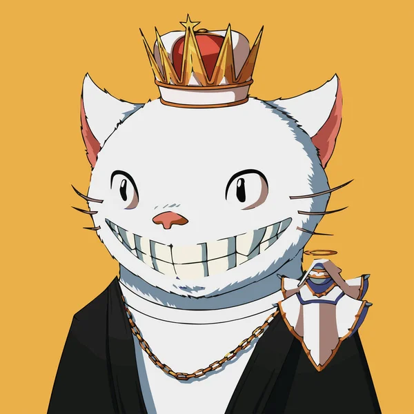 キタロチェシャー猫Nft ユニークな特徴を持つカスタムベースキティキャラクター — ストックベクタ