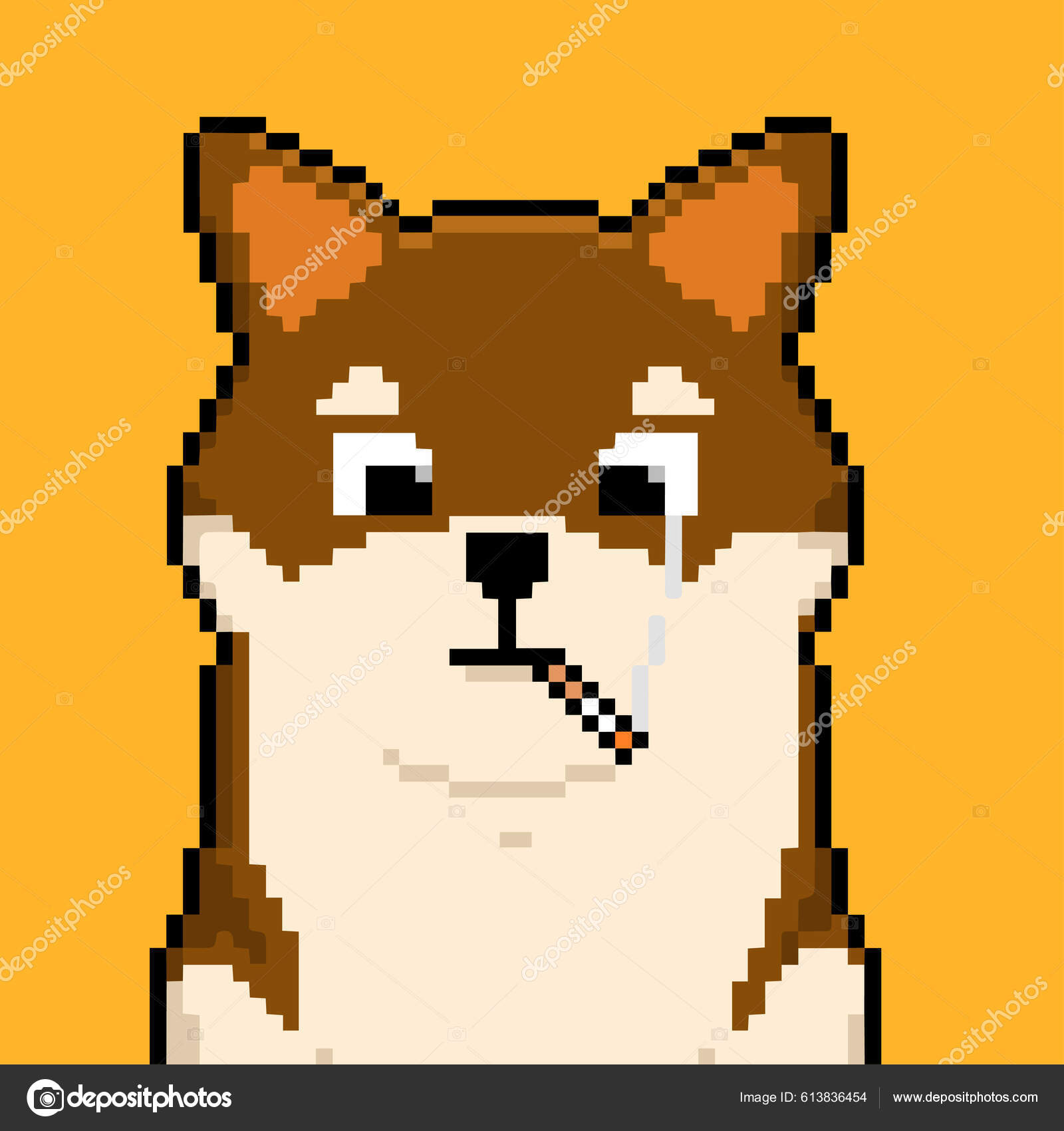 vector pixel art shiba dog isolated cartoon Stock Vector Image