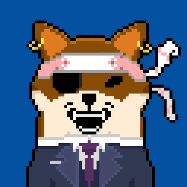 Pixel Shiba Inu Dog Ilustracja Bitowa Sztuka Doge Pixel Szablon — Wektor stockowy