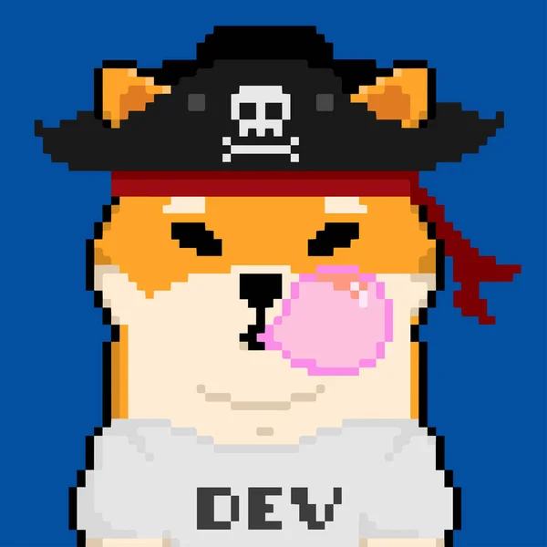 Pixel Shiba Inu Hund Illustration Bitars Doge Pixelkonst Mall För — Stock vektor