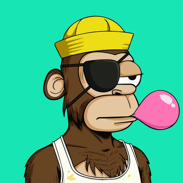 猿のPfpイラスト カスタム特性を身に着けているビーズの目で猿 Nftベースキャラクターベクトルイラスト — ストック写真