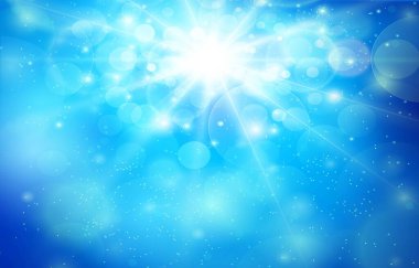 Su kabarcığı ile parlayan mavi gökyüzü arka plan vektör illüstrasyonunu etkiler. Temel RGB