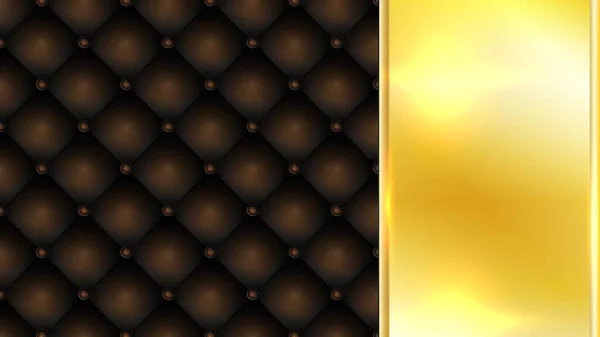 Textuur Achtergrond Gouden Bruine Leren Bank Met Gouden Plaat Samenvatting — Stockvector