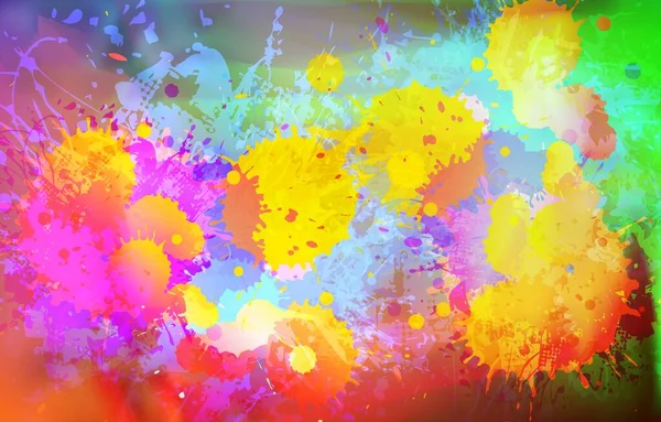 Акварель Художественные Всплески Абстрактная Цветовая Текстура Векторный Фон Многоцветный Динамический — стоковый вектор