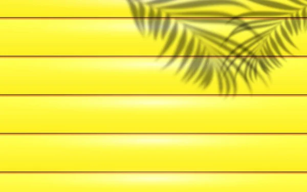 Ombre Feuille Palmier Sur Mur Jaune Avec Une Texture Ligne — Image vectorielle