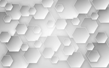 Beyaz çokgen kağıt kesimi soyut vektör arkaplanı. Temel RGB