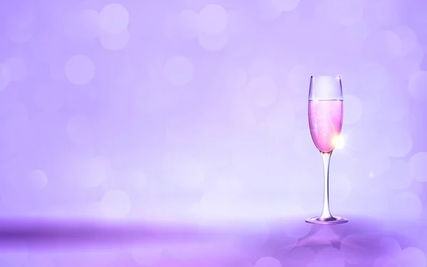 Luxury Wine Glass Isolated Bokeh Effect Blurred Violet Background Copy — Stock Vector