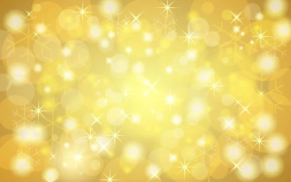 Abstract Golden Background Bokeh Snow Circles Christmas Background — Vetor de Stock