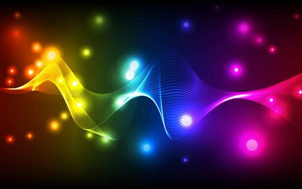 Abstract Colorful Swirl Wave Sparkling Starlight Dark Background Flow Liquid — Stock vektor