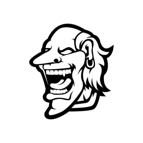 Mascotte Fou Logo Silhouette Version — Image vectorielle