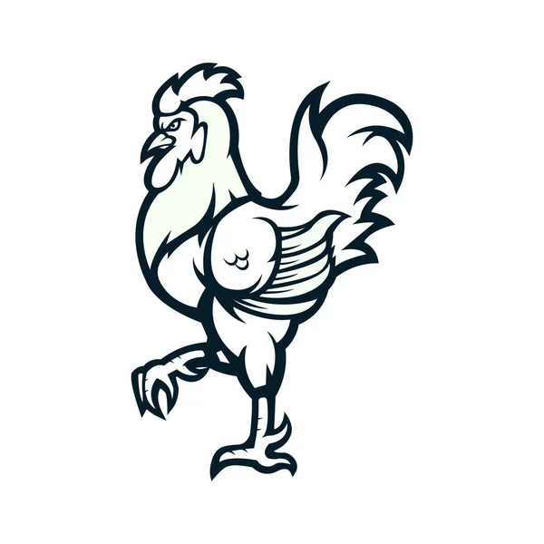 Rooster Maskot Logotyp Siluett Version — Stock vektor