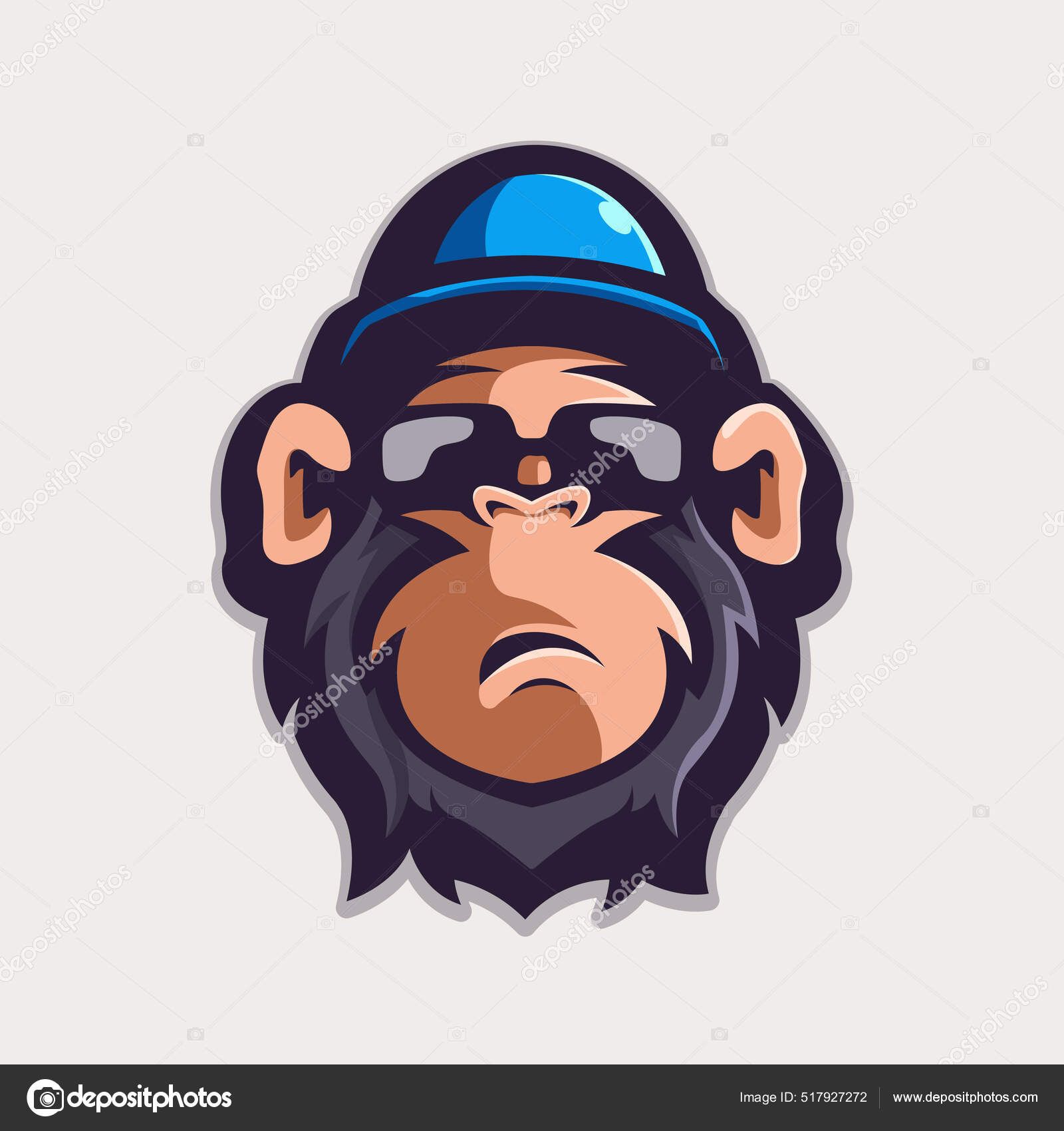 Logotipo de desenho animado de piloto de macaco