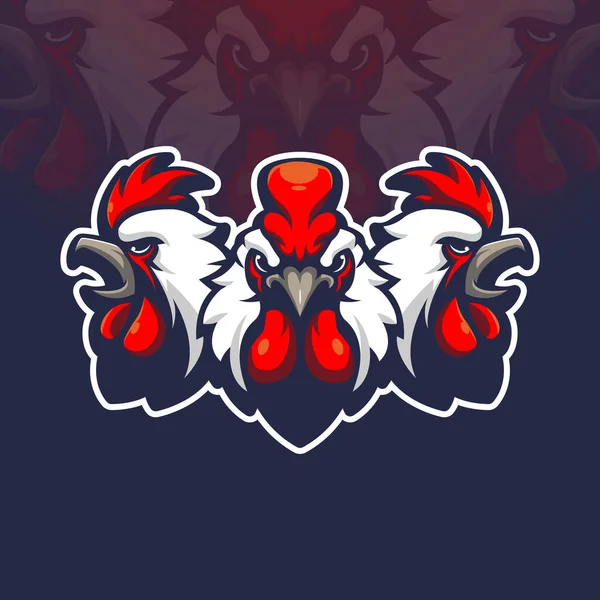 Chicken Rooster Mascot Logo Design Vector Modern Illustration Concept Style — Stock Vector