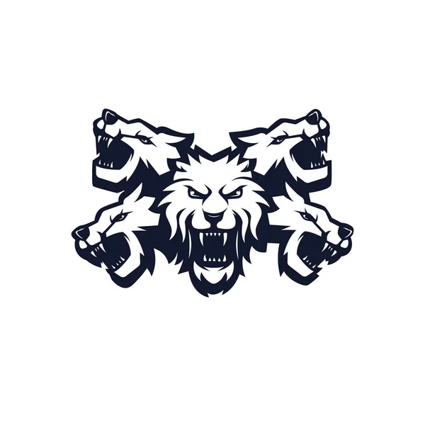 ウルフマスコットロゴシルエットバージョン スポーツスタイルのオオカミのロゴ マスコットのロゴイラストデザインベクトル — ストックベクタ