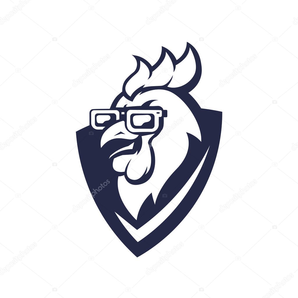 Rooster mascot logo silhouette version