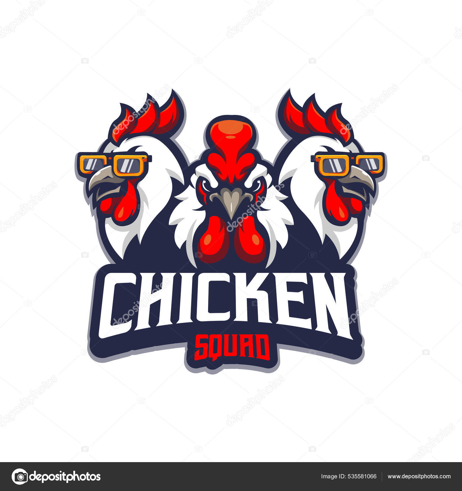 Diseño Único Del Logotipo Mascota Del Gallo Tres Para Deporte