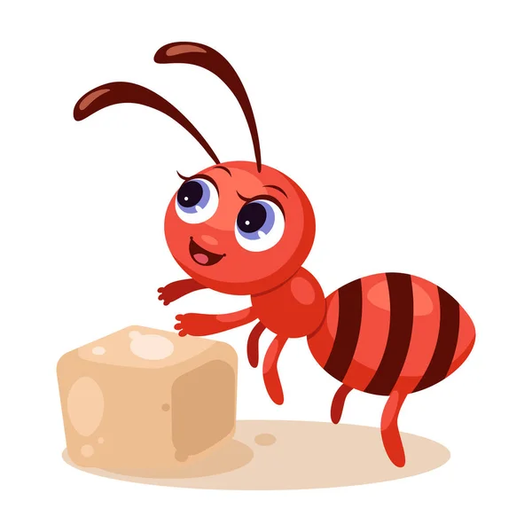 Ant Sugar Cartoon Design Illustration Vector — Vettoriale Stock