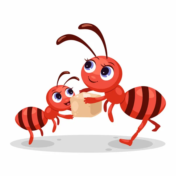 Anne Karınca Çocuk Çizgi Film Çizimine Şeker Veriyor — Stok Vektör