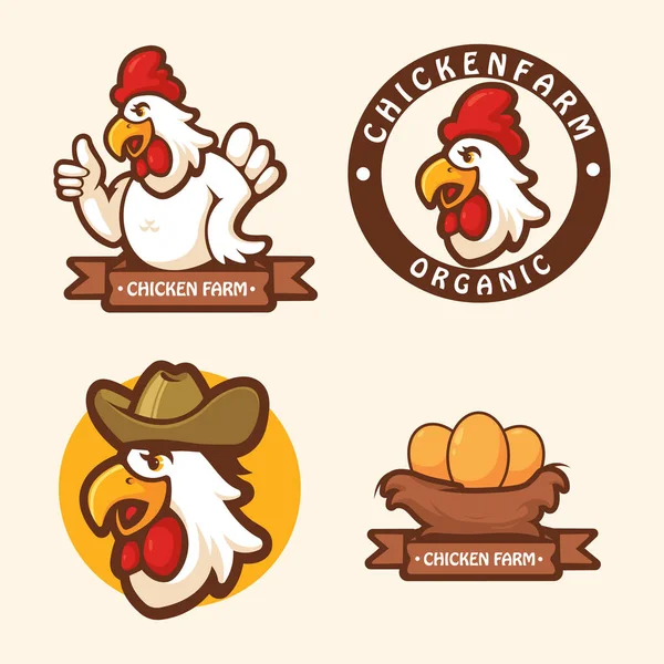 Chicken Logo Organic Farm Food Logotype Cooking Egg Bird Broilers — Stock vektor