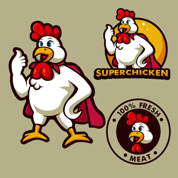 Illustration Chicken Super Food Business Restaurant Farm — Stock vektor