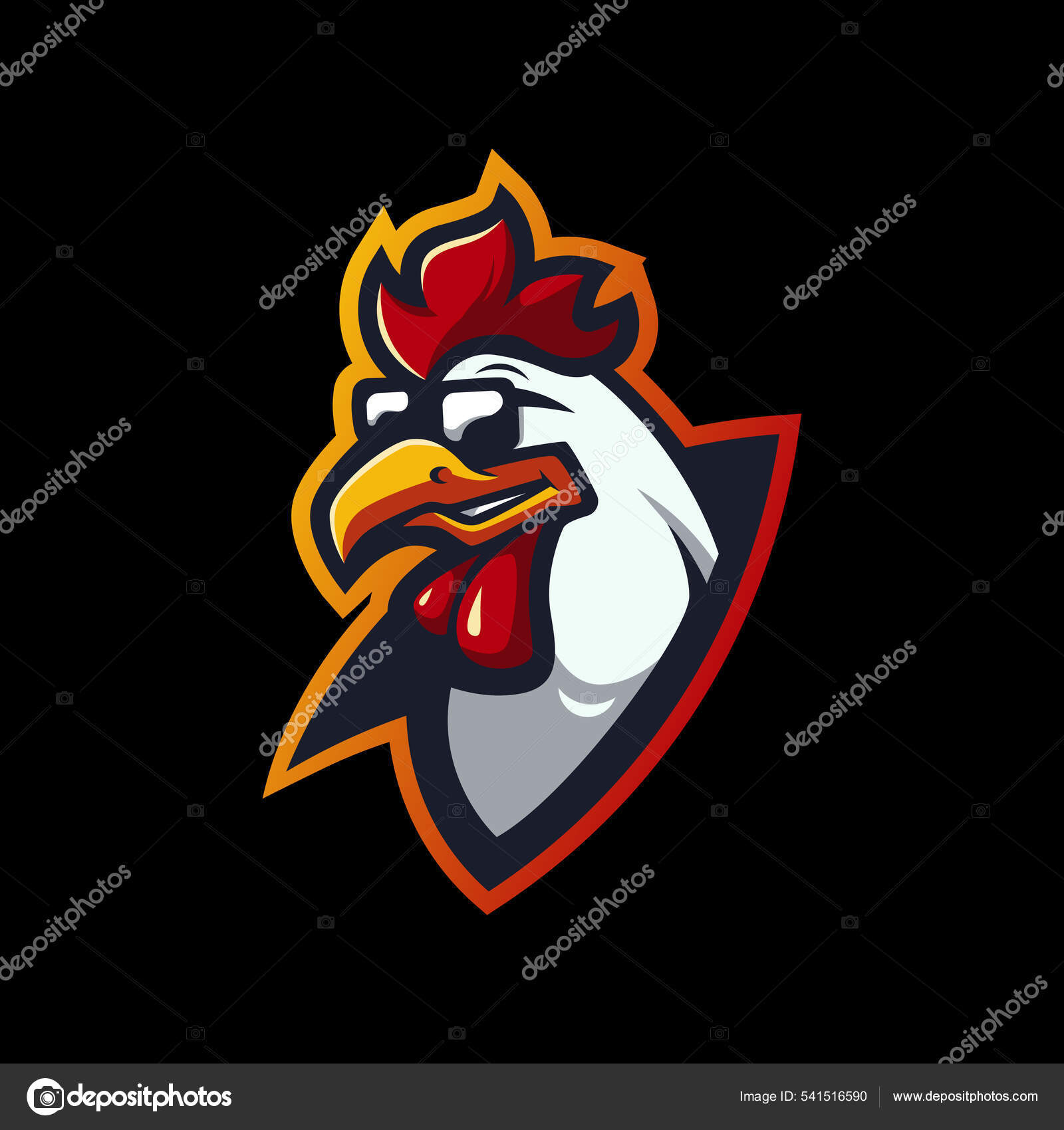 Mascote de jogos de design de equipe de esport frango galo