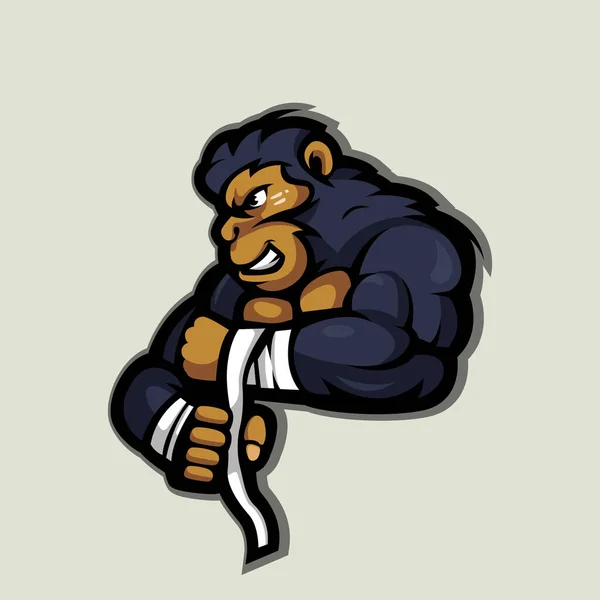 Gorilla Fighter Maskot Logotyp Design Vektor Med Modern Illustration För — Stock vektor