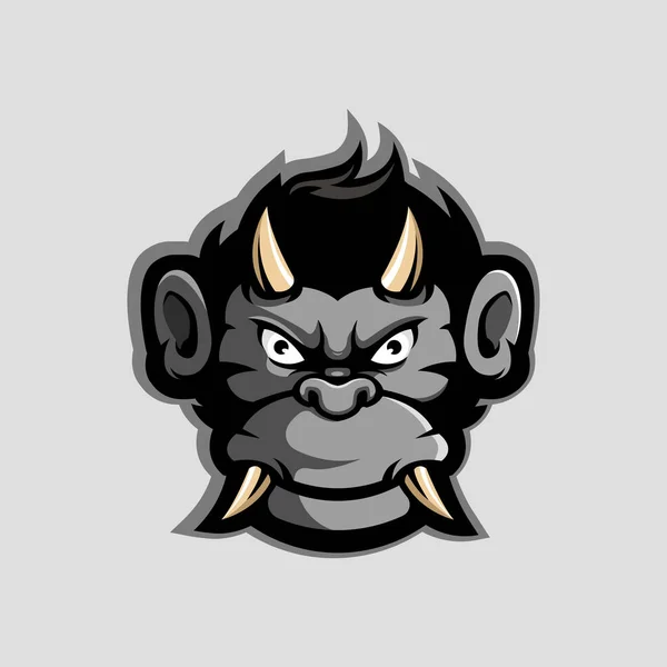 Monkey Djävul Maskot Logotyp Design Vektor Med Modern Illustration För — Stock vektor