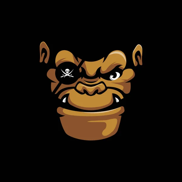 Ilustración Cara Pirata Del Gorila Diseño Del Logotipo Mascota Para — Archivo Imágenes Vectoriales