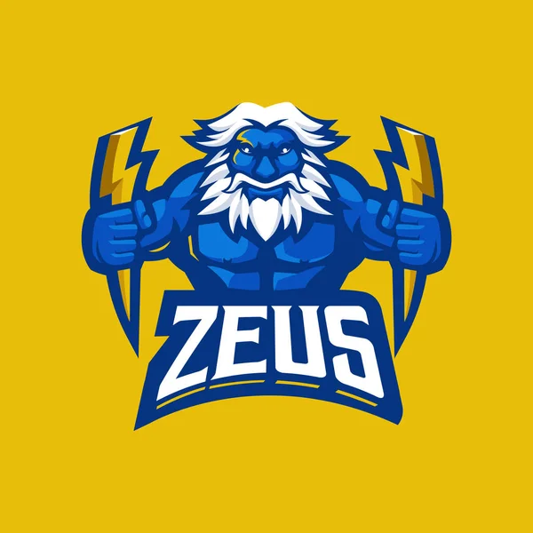 Zeus Celebración Del Rayo Mascota Logotipo Diseño Ilustración Vector Para — Vector de stock