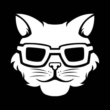 Gözlüklü kedi logo silueti sürümü