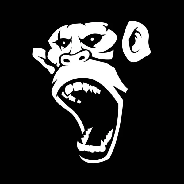 Monkey Screaming Mascot Logo Silhouette Version — Stock Vector