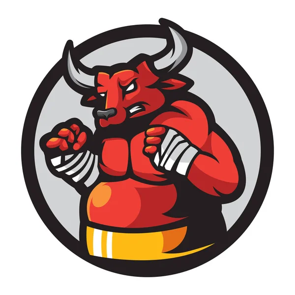 Bull Fighter Atletisk Klubb Vektor Maskot Logotyp Koncept Isolerad Vit — Stock vektor