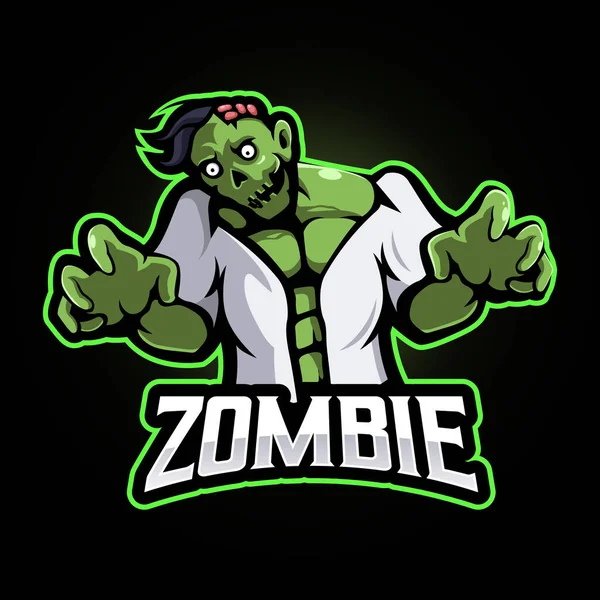 Zombie Cartoon Mascotte Logo Ontwerp Vector Met Moderne Illustratie Concept — Stockvector