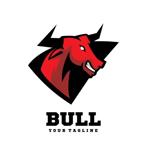 Bull Maskot Logo Design Illustration För Sport — Stock vektor
