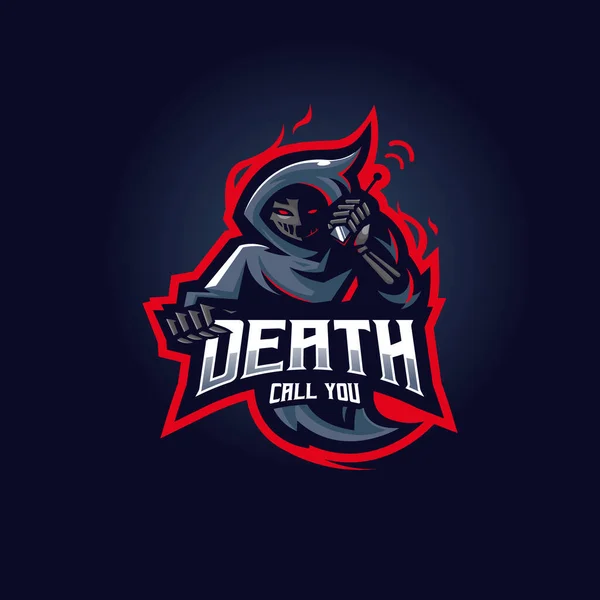 Grim Reaper Calling You Death Mascot Logo Gaming Esports Team — Archivo Imágenes Vectoriales