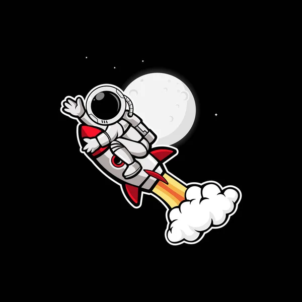 Astronaut Rides Rocket Moon — Διανυσματικό Αρχείο
