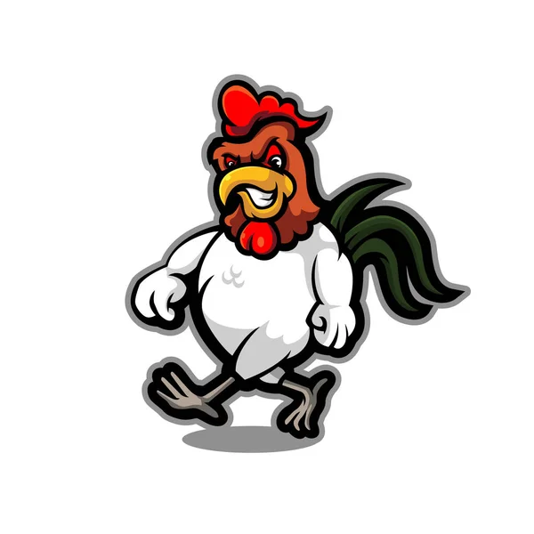 Angry Rooster Cartoon Mascot Logo Design Illustration Vector — Stock vektor