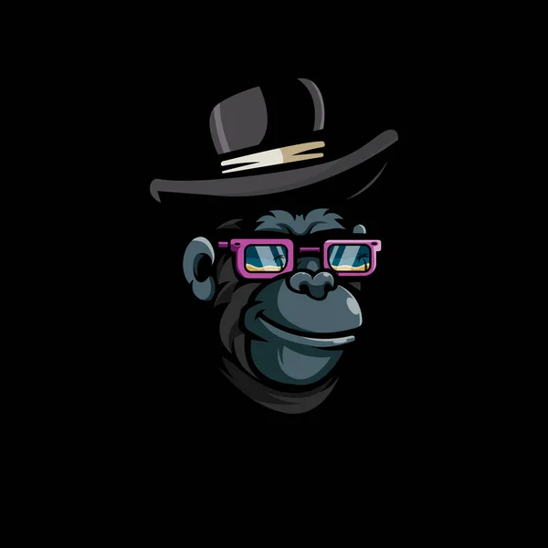 Cool Gorilla Wearing Glasses Hat — Vector de stock