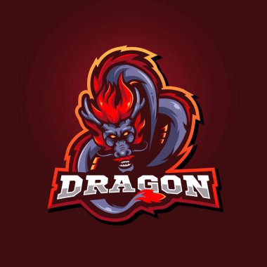 Dragon Mascot Logo Design Illustration Vector for Sports, eSport, Gaming, Team or Club