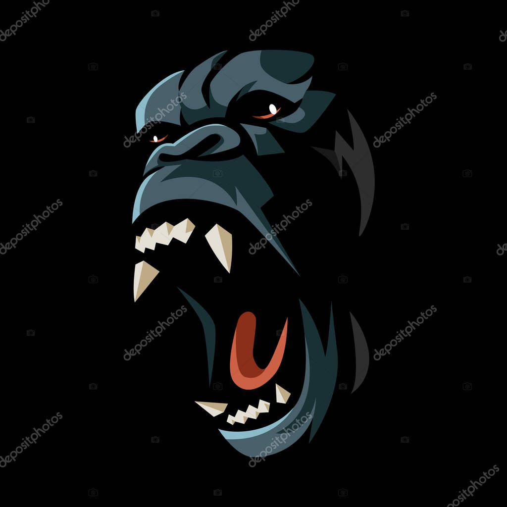 Angry gorilla kong mascot logo design illustration
