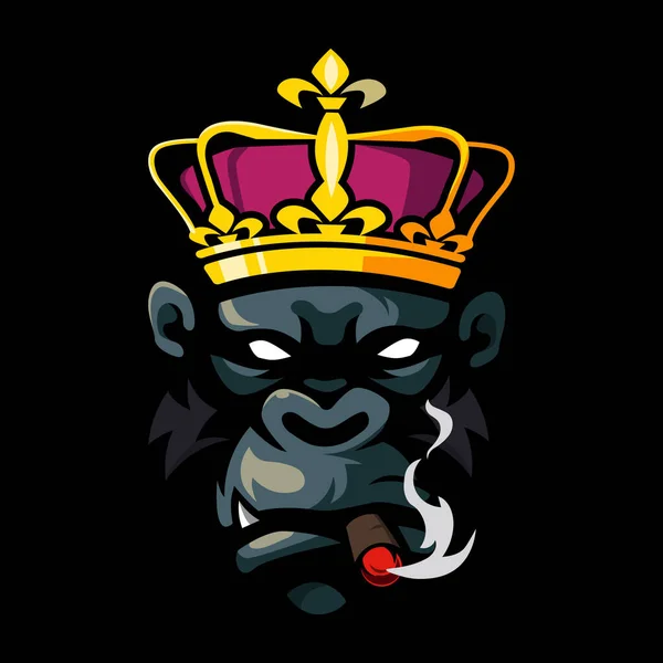 König Von Kong Rauchen Maskottchen Logo Design Illustration — Stockvektor