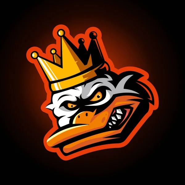 Duck King Mascot Logo Design Illustration Vector Isolated Dark Background — стоковий вектор