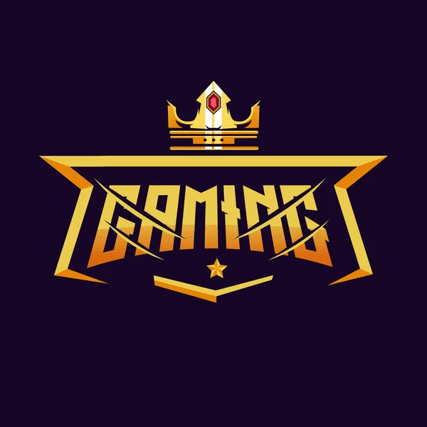 Логотип Crown King Gaming Ізольовано Темному Тлі Командної Гри Esport — стоковий вектор