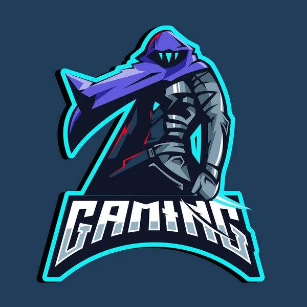 Valoroso Gioco Personaggio Mascotte Logo Design Presagio Gioco Squadra Esport — Vettoriale Stock