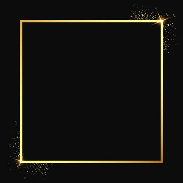 Black Background Gold Frame Sparkling Stars Glitter Effect Suitable Banners — Stockvector