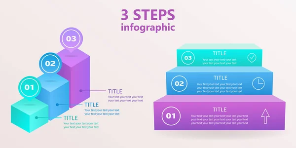 Conjunto Infográficos Negócios Escadas Estágios Ilustração Vetorial — Vetor de Stock