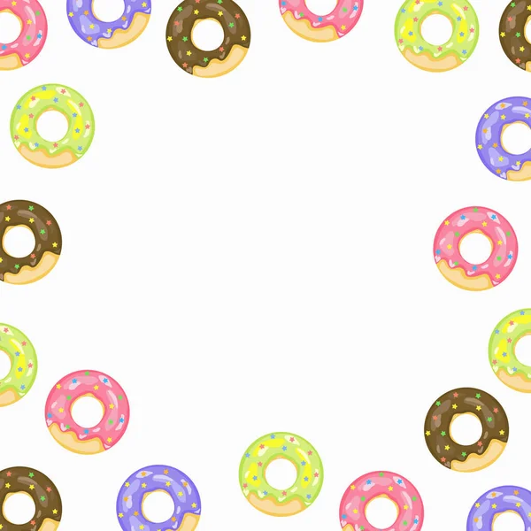 Background Framed Donuts Perimeter Suitable Social Media Posts Vector Illustration — Stock Vector