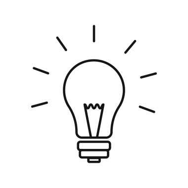 Ampul simgesi. Simge, sembol ve tasarım ögesi olarak kullanılabilir. Vektör illüstrasyonu.