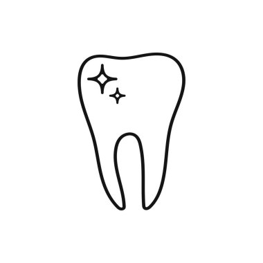 Temiz, parlak diş ikonu. Diş hekimliği tasarım unsuru olarak kullanılabilir. Vektör illüstrasyonu.