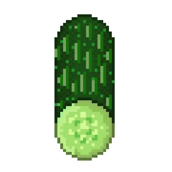 Arte Pepino Pixel Fácil Comer Legumes Imagem Vetorial —  Vetores de Stock